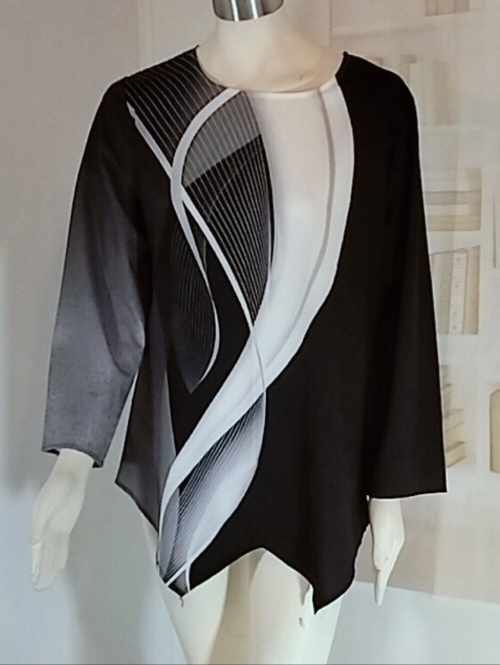 & Other Stories Black and White Abstract Wave Sweater